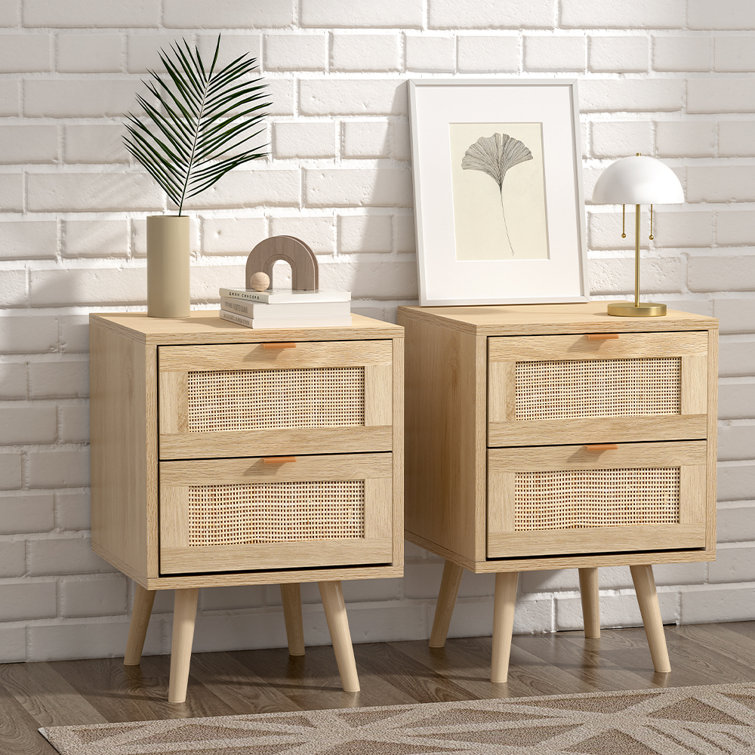 Bay Isle Home Ahamadou 40cm W Rattan Bedside Table Reviews Wayfair